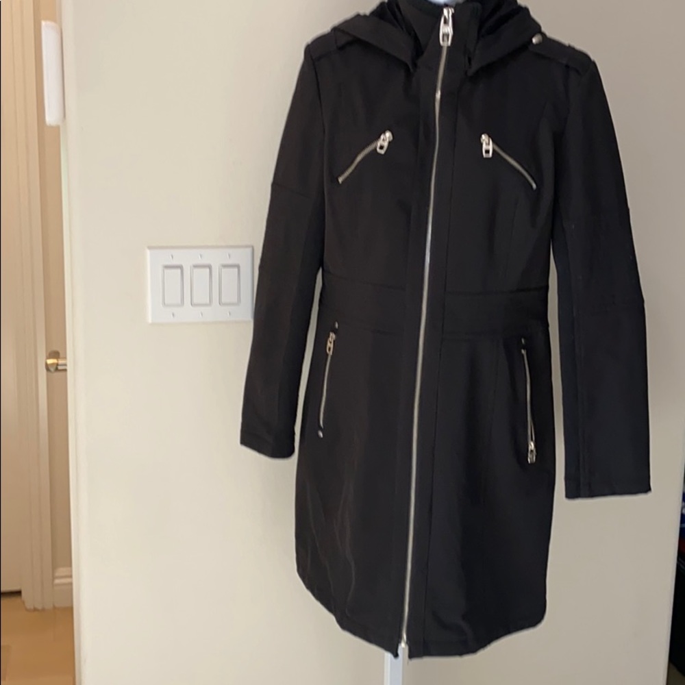 Miss Sixty black coat with a detachable hood.